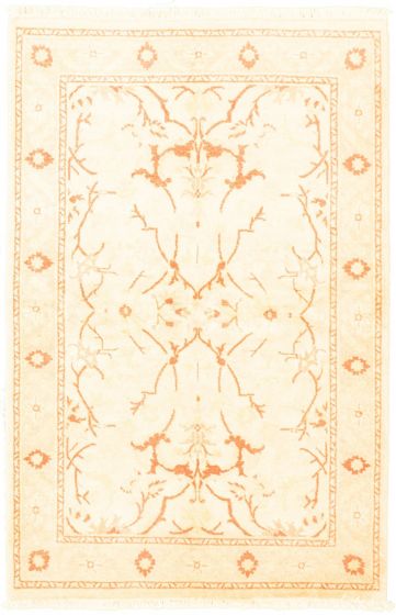 Bordered  Traditional Ivory Area rug 3x5 Afghan Hand-knotted 319097