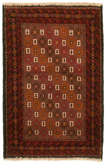 Bordered  Tribal Red Area rug 3x5 Turkish Hand-knotted 332671