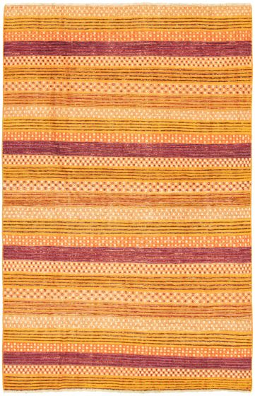 Carved  Tribal Orange Area rug 5x8 Pakistani Hand-knotted 335263