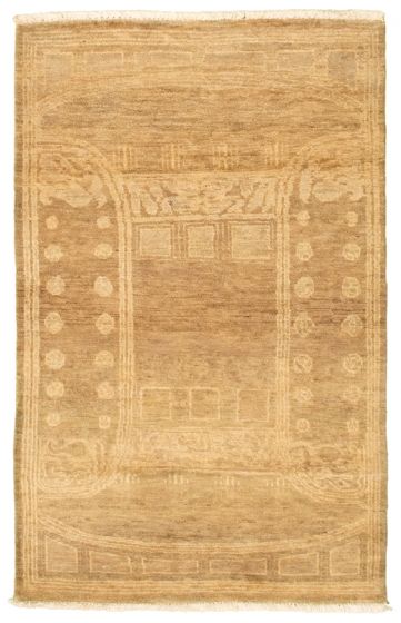 Casual  Transitional Brown Area rug 3x5 Pakistani Hand-knotted 341572