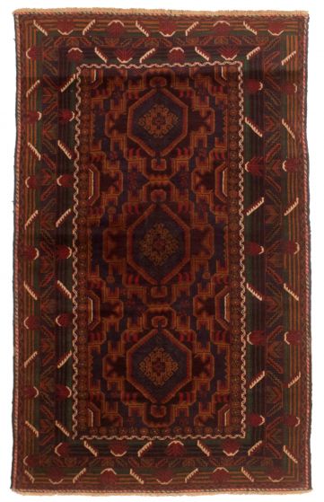 Bordered  Tribal Blue Area rug 3x5 Afghan Hand-knotted 348663