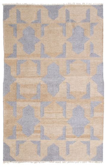 Flat-weaves & Kilims  Transitional Yellow Area rug 5x8 Turkish Flat-Weave 350779