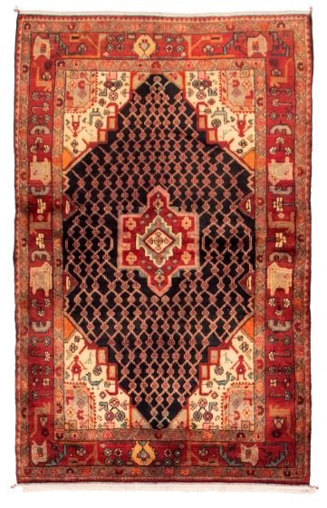 Bordered  Traditional Red Area rug 5x8 Persian Hand-knotted 353666