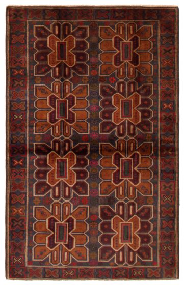Bordered  Tribal Blue Area rug 4x6 Afghan Hand-knotted 366518