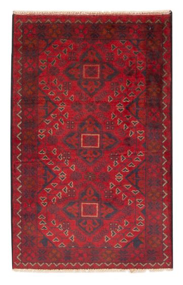 Bordered  Traditional Red Area rug 3x5 Afghan Hand-knotted 376896