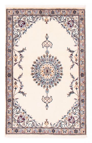 Bordered  Traditional Ivory Area rug 3x5 Persian Hand-knotted 382234