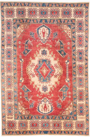 Traditional Red Area rug 6x9 Afghan Hand-knotted 202948
