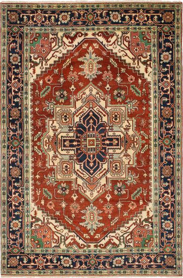 Floral  Traditional Red Area rug 5x8 Indian Hand-knotted 238126