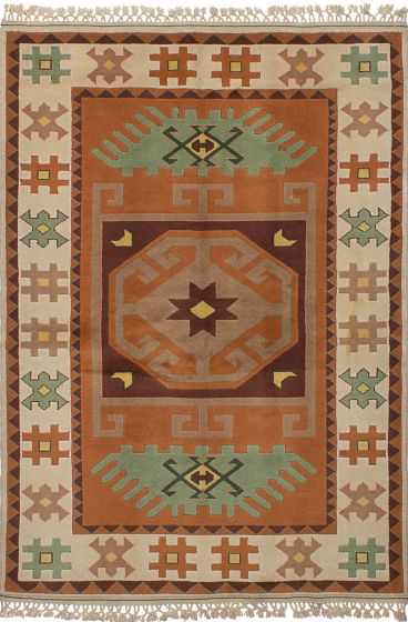 Traditional Brown Area rug 5x8 Turkish Hand-knotted 244870