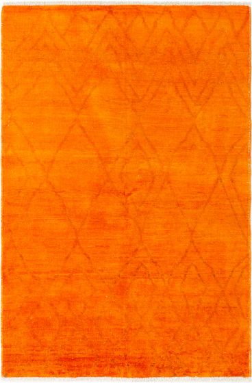 Casual  Transitional Orange Area rug 5x8 Indian Hand-knotted 280612