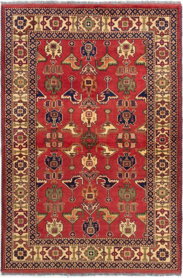 Bordered  Geometric Brown Area rug 3x5 Afghan Hand-knotted 281268