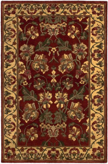 Bordered  Transitional Red Area rug 3x5 Indian Hand-knotted 286215