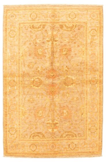 Bordered  Traditional Ivory Area rug 3x5 Afghan Hand-knotted 318083