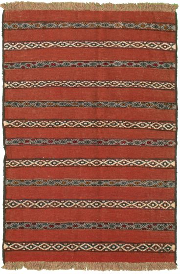 Carved  Stripes Brown Area rug 3x5 Turkish Hand-knotted 333987