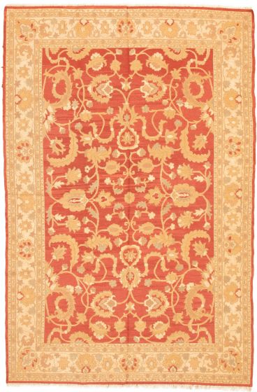 Bordered  Traditional Red Area rug 6x9 Pakistani Flat-weave 335196