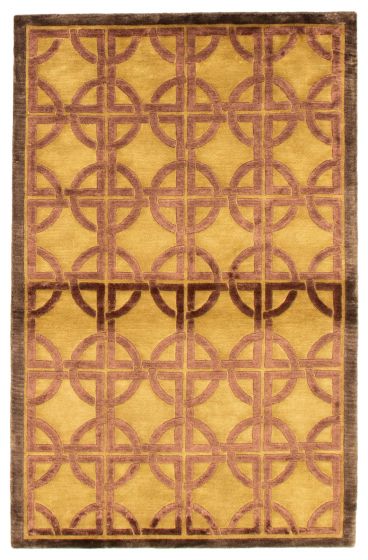 Casual  Transitional Brown Area rug 3x5 Nepal Hand-knotted 349625
