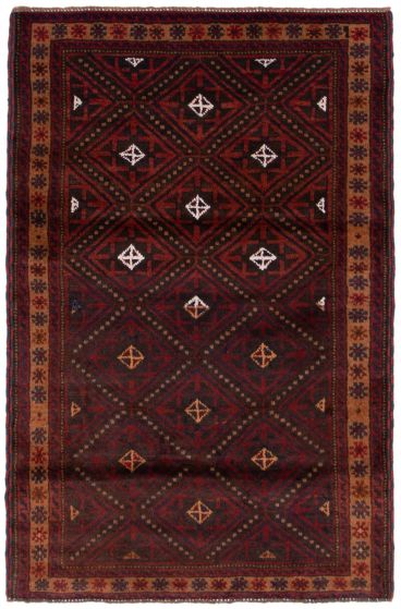 Bordered  Tribal Red Area rug 3x5 Afghan Hand-knotted 358328