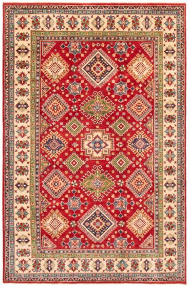 Bordered  Traditional Red Area rug 6x9 Afghan Hand-knotted 364378