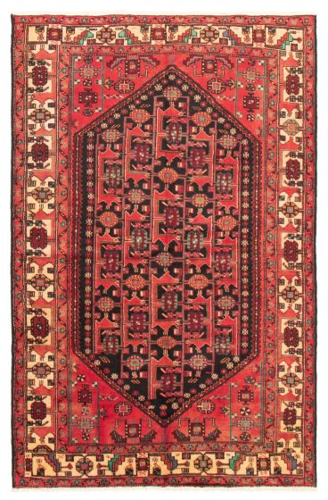 Bordered  Traditional Red Area rug 6x9 Turkish Hand-knotted 366046