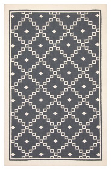 Contemporary/Modern  Transitional Grey Area rug 5x8 Turkish Flat-Weave 374734