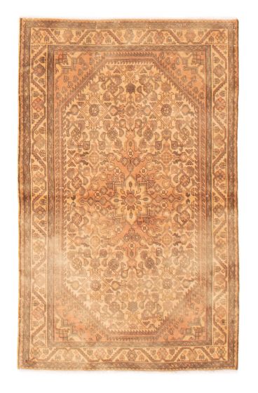 Bordered  Vintage/Distressed Ivory Area rug 3x5 Turkish Hand-knotted 377164