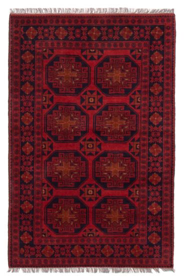 Bordered  Traditional Red Area rug 3x5 Afghan Hand-knotted 386029