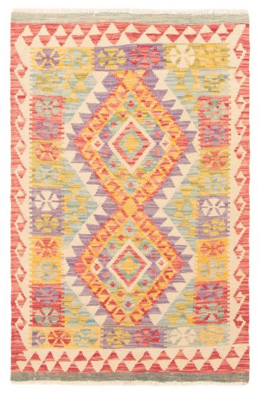 Flat-weaves & Kilims  Geometric Red Area rug 3x5 Turkish Flat-Weave 389461