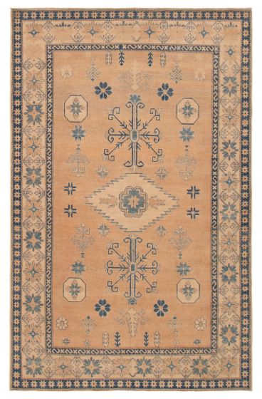 Geometric  Vintage/Distressed Brown Area rug 8x10 Afghan Hand-knotted 392357