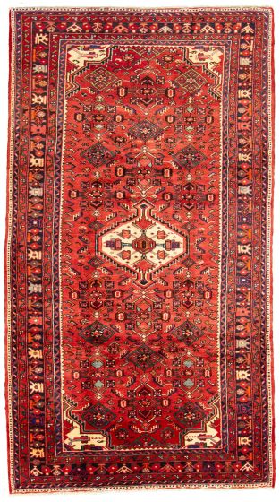 Bordered  Traditional Red Area rug 5x8 Persian Hand-knotted 308947