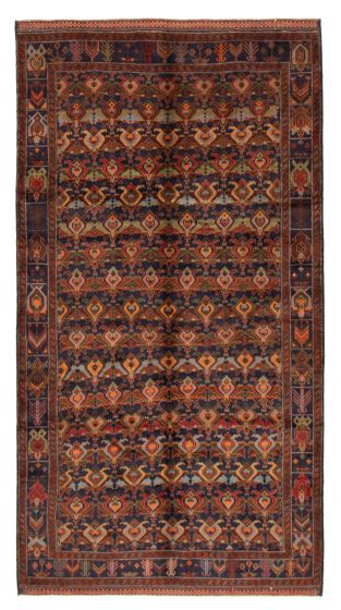 Bordered  Tribal Blue Area rug 6x9 Afghan Hand-knotted 370880