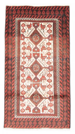 Bordered  Traditional Ivory Area rug 3x5 Afghan Hand-knotted 380493