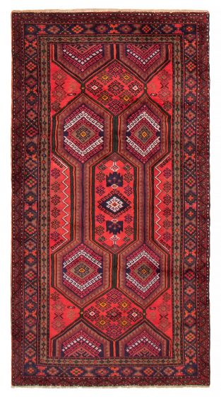 Bordered  Traditional Red Area rug 4x6 Turkish Hand-knotted 390874