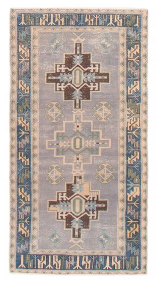 Geometric  Vintage Grey Area rug 3x5 Turkish Hand-knotted 392075