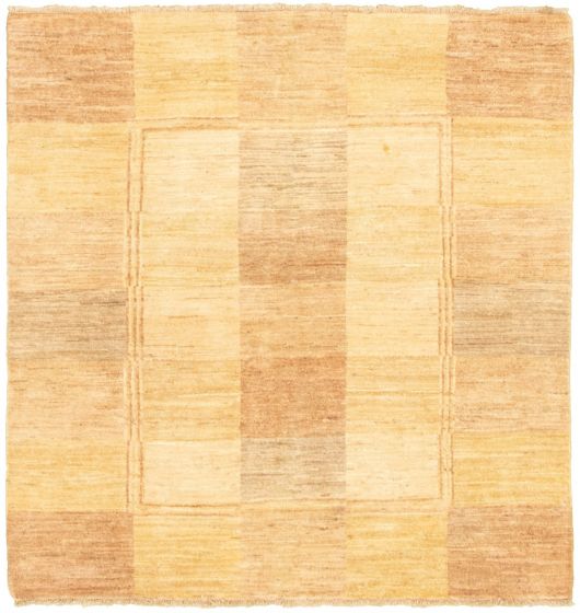 Bordered  Transitional Ivory Area rug Square Pakistani Hand-knotted 318590