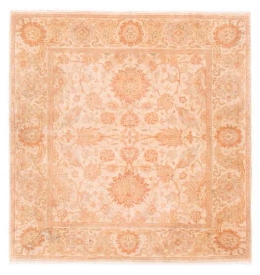 Vintage/Distressed Ivory Area rug Square Turkish Hand-knotted 388513