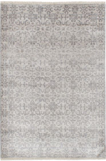 Floral  Transitional Grey Area rug 3x5 Indian Hand-knotted 242608