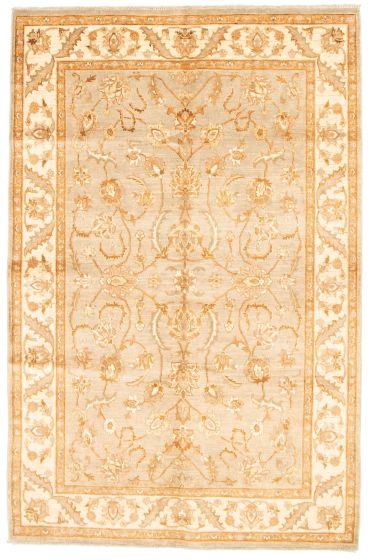 Bordered  Traditional Grey Area rug 5x8 Indian Hand-knotted 331662