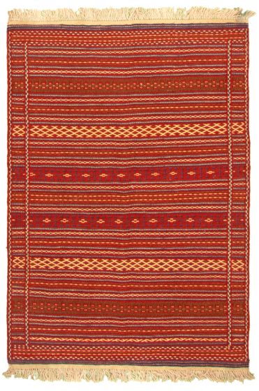 Flat-weaves & Kilims  Tribal Red Area rug 3x5 Turkish Flat-weave 333150