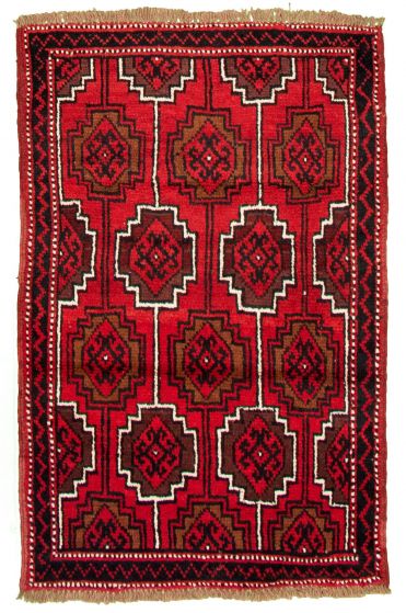 Bordered  Tribal Red Area rug 3x5 Afghan Hand-knotted 333293