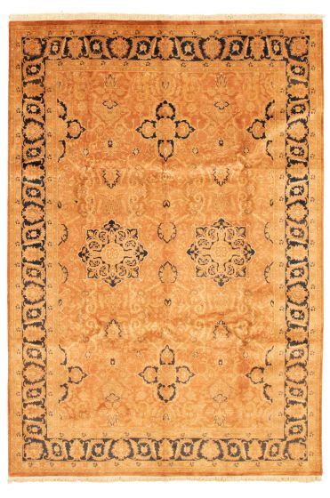 Bordered  Traditional Orange Area rug 5x8 Pakistani Hand-knotted 336423