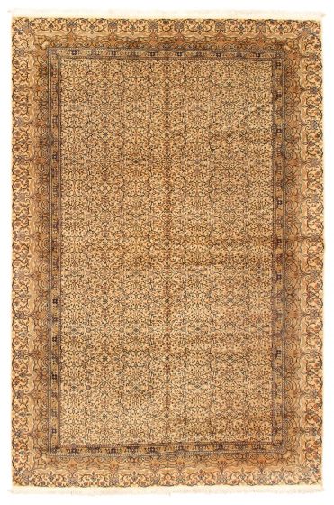 Bordered  Traditional Ivory Area rug 6x9 Turkish Hand-knotted 347549