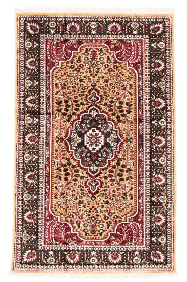 Bordered  Traditional Green Area rug 3x5 Indian Hand-knotted 348830