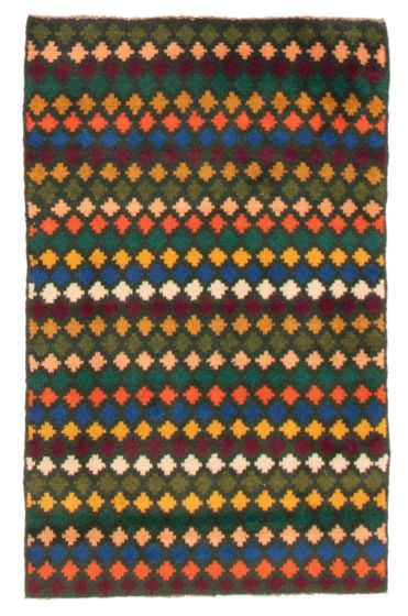 Bohemian  Tribal Green Area rug 3x5 Afghan Hand-knotted 354214