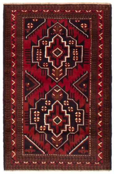 Bordered  Tribal Red Area rug 3x5 Afghan Hand-knotted 359065