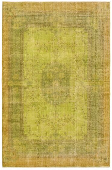 Overdyed  Transitional Green Area rug 8x10 Turkish Hand-knotted 360974