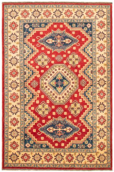 Bordered  Traditional Red Area rug 6x9 Afghan Hand-knotted 363719