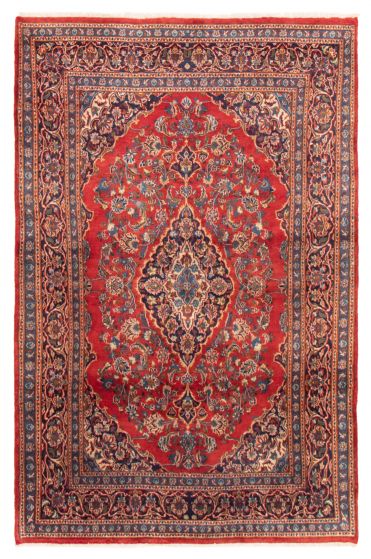 Bordered  Traditional Red Area rug 6x9 Persian Hand-knotted 366014