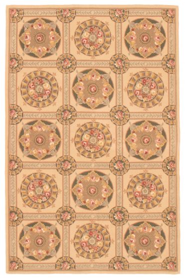 Flat-weaves & Kilims  Traditional Brown Area rug 5x8 Indian Needlepoint 368612