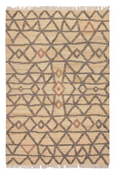 Flat-weaves & Kilims  Traditional/Oriental Ivory Area rug 5x8 Indian Flat-Weave 375660