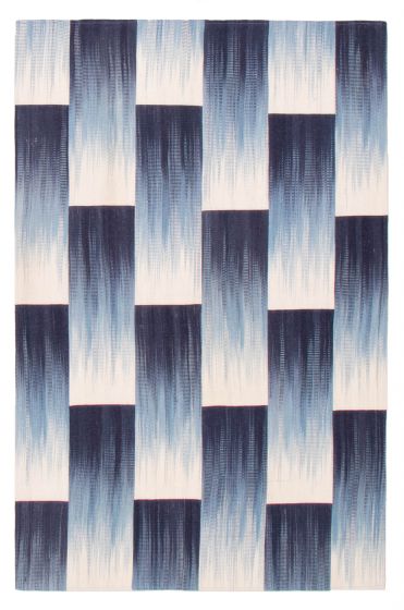 Flat-weaves & Kilims  Transitional Blue Area rug 5x8 Turkish Handmade 376072